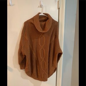 Express camel colored tunic turtleneck poncho sweater